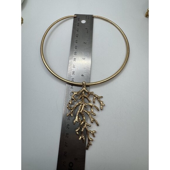 Necklace Choker Coral Leaf  Zara - Choker Collar Statement Gold Open Reef Ocean - Picture 3 of 6